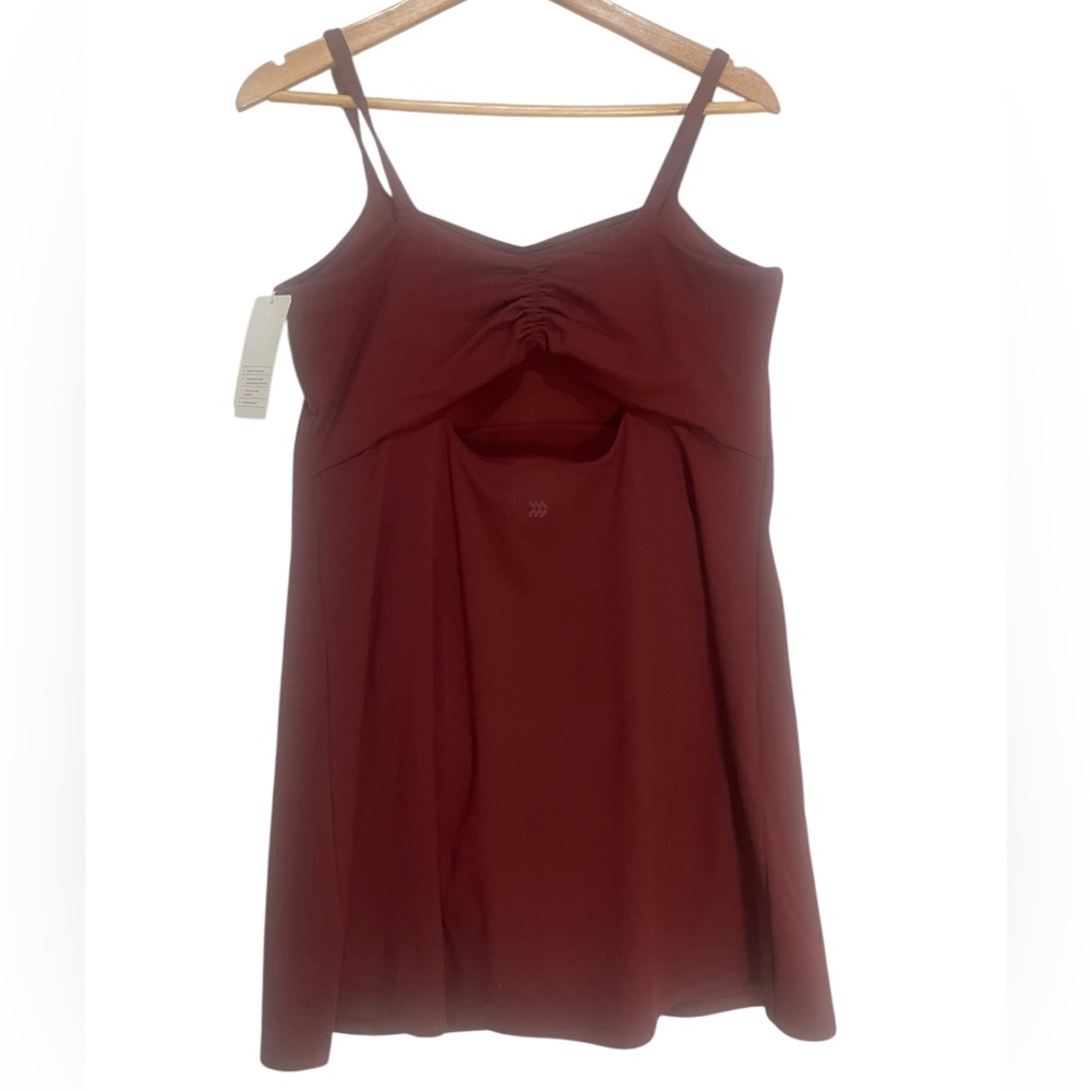 All In Motion Women's Knit Ruched Maroon Active Dress - Picture 6 of 7
